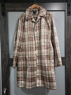 Vintage Gap Y2K 2000s Plaid Trench Rain Coat